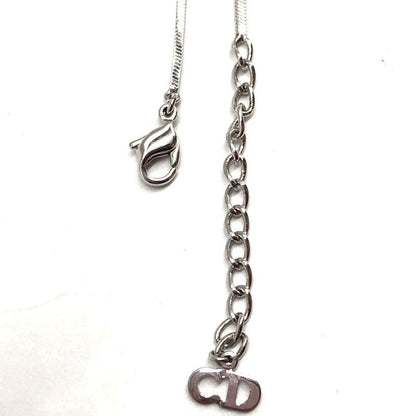 Christian Dior Trotter Plate Necklace Silver Blue Ladies Accessories Used 006389