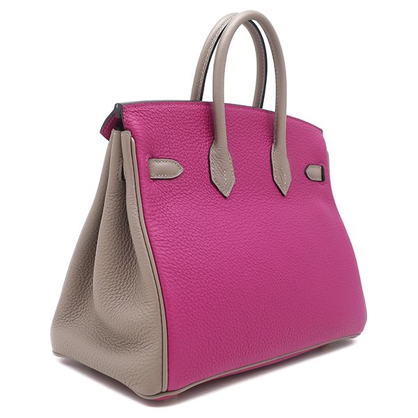 Hermes Handbag Birkin 25 Togo Rose Purple and Tourtière Gray Gold Hardware [po