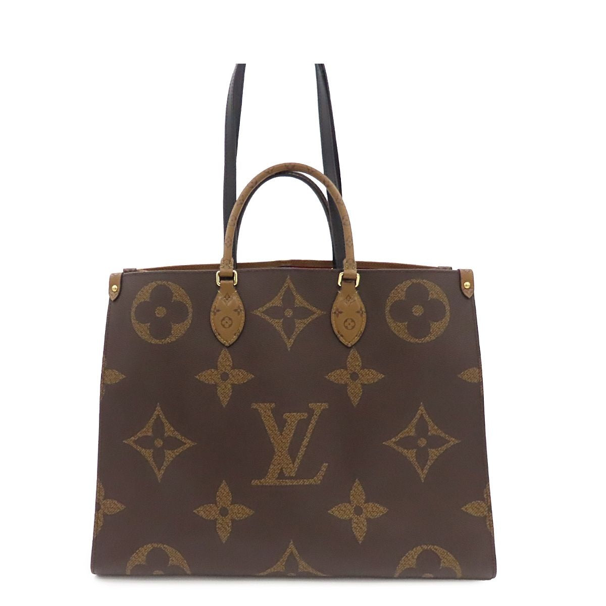 Louis Vuitton On The Go GM Brown Camel Monogram Reverse Giant 2-Way Tote Bag