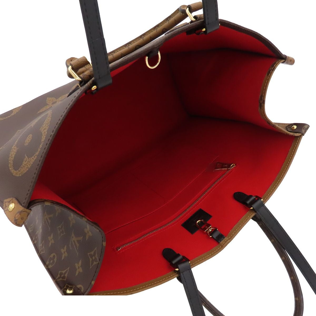 Louis Vuitton On The Go GM Brown Camel Monogram Reverse Giant 2-Way Tote Bag — view 6