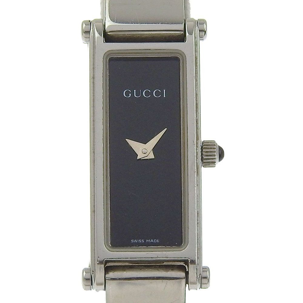 Gucci Stainless Steel Quartz Analog Display Black Dial Watch
