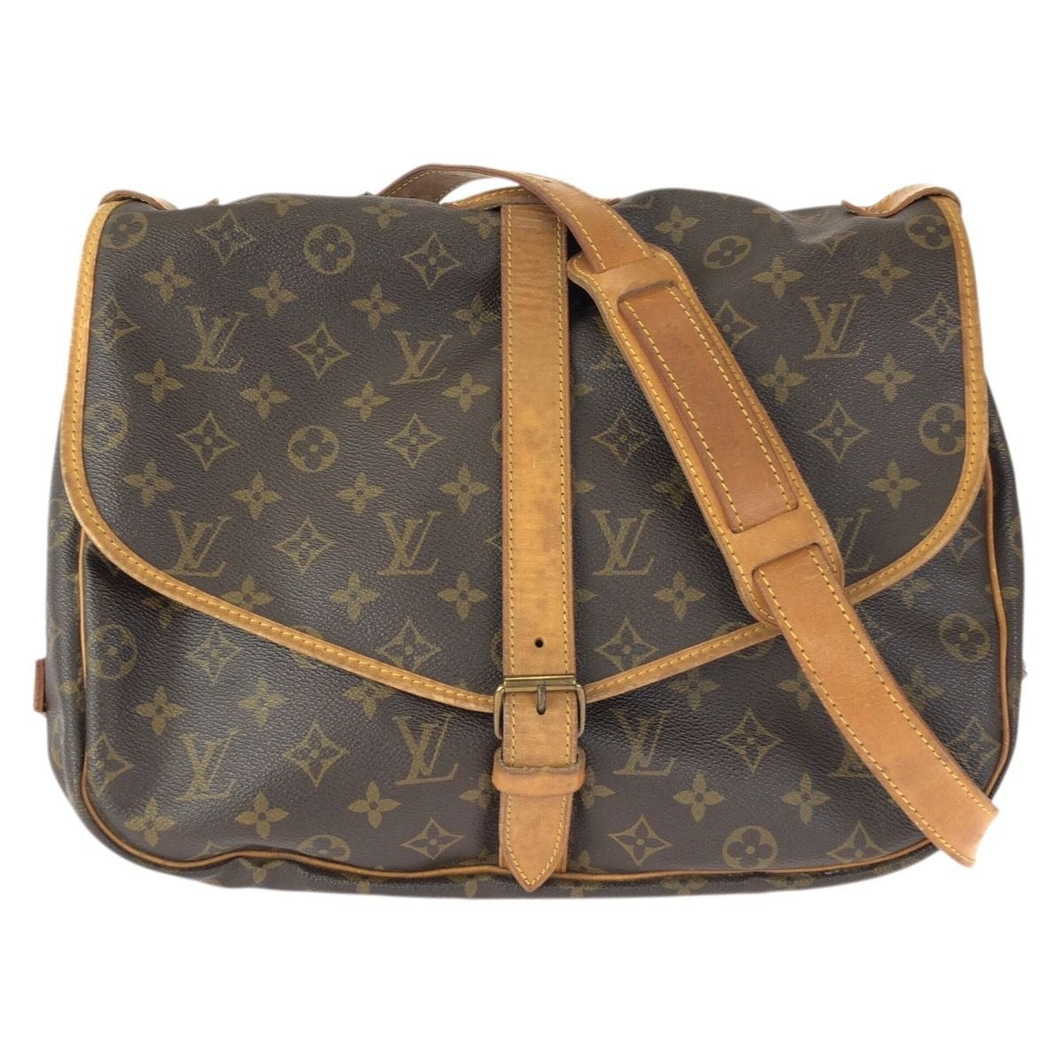 Louis Vuitton Monogram Saumur 35 Brown Gold Leather Shoulder Bag