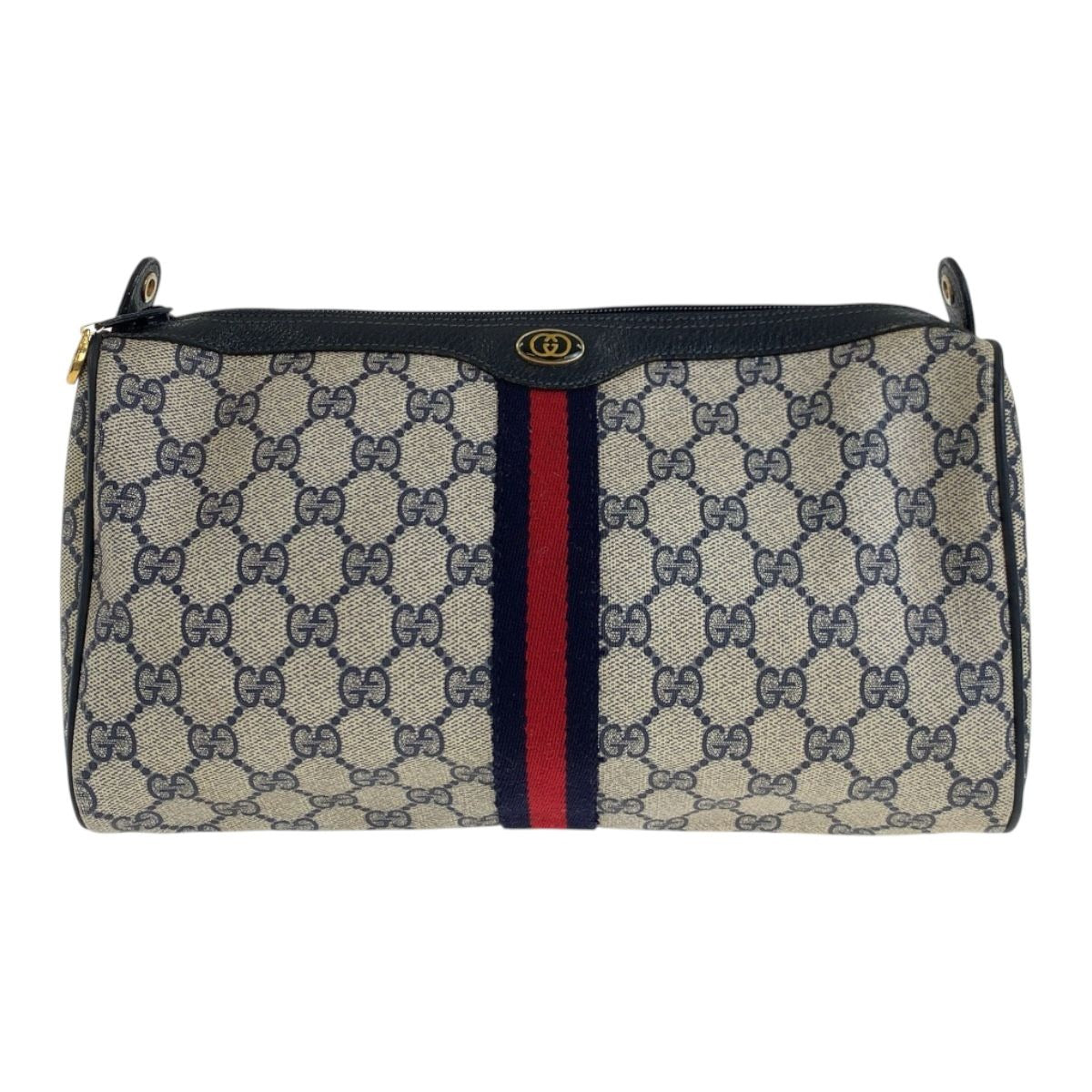Gucci Vintage Sherry Line Gray GG Supreme Canvas 41 02 017 Clutch Second
