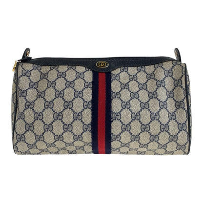 Gucci Vintage Sherry Line Gray GG Supreme Canvas 41 02 017 Clutch Second