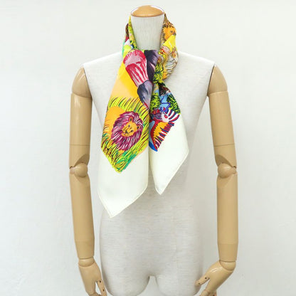 Hermes Carre 90 NUBA Mountain Scarf Silk White Multicolor Animal