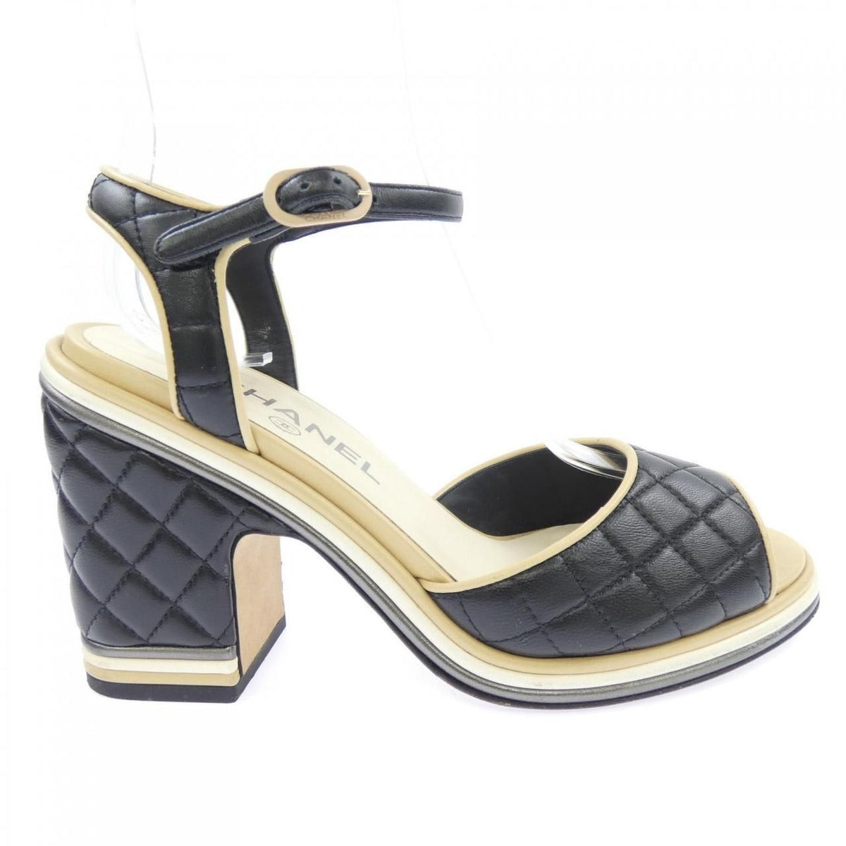 Chanel Sandals Black 36 Beige
