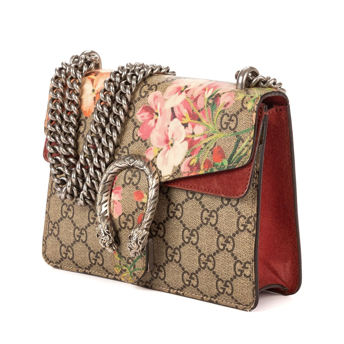 Gucci Blooms Dionysus Beige Burgundy Supreme Canvas Shoulder Bag — view 2