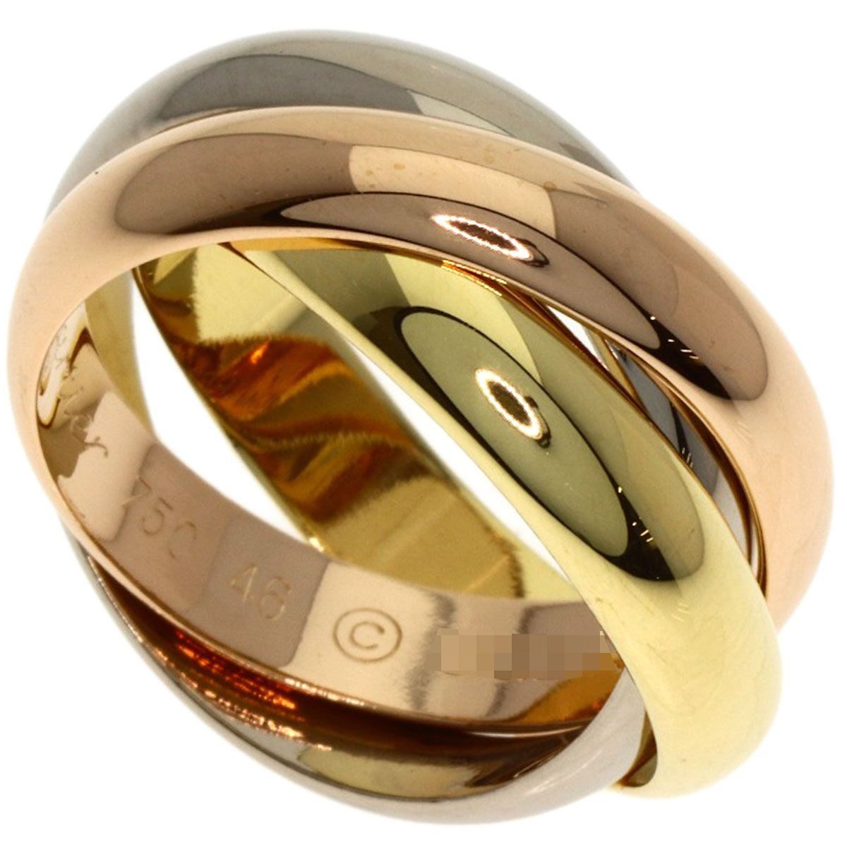 Cartier Trinity MM 46 Ring 18k Yellow Gold 18k White Pink