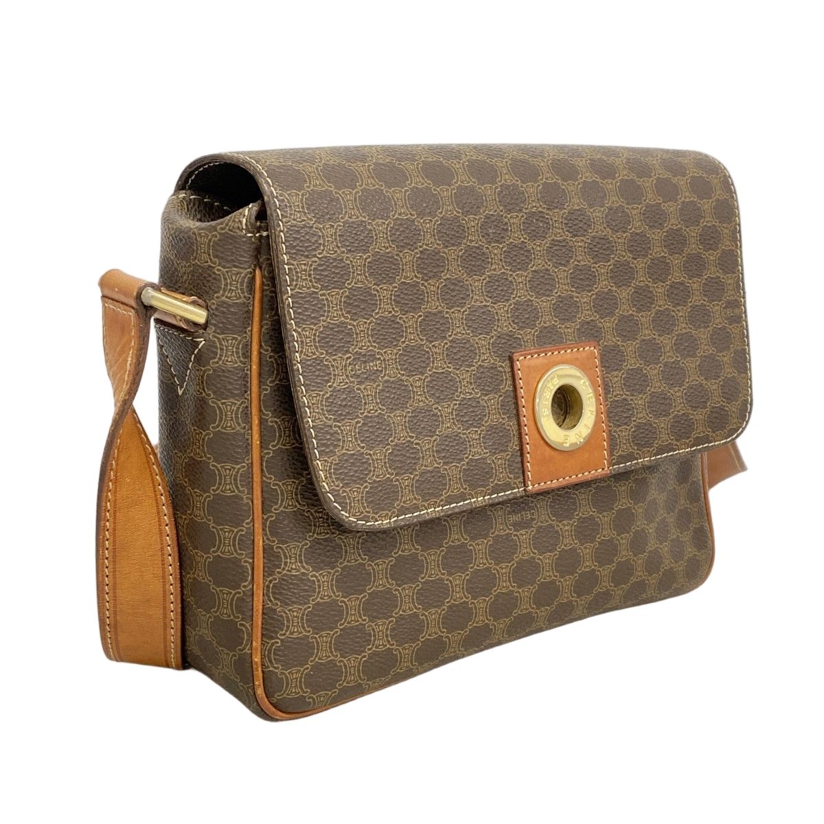 Celine Shoulder Bag Macadam Brown Gold — view 2