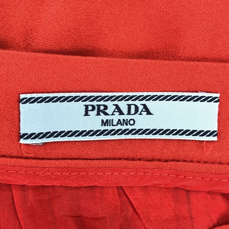 Prada - Belt Pleated Flared Skirt - 40 - Red - Women