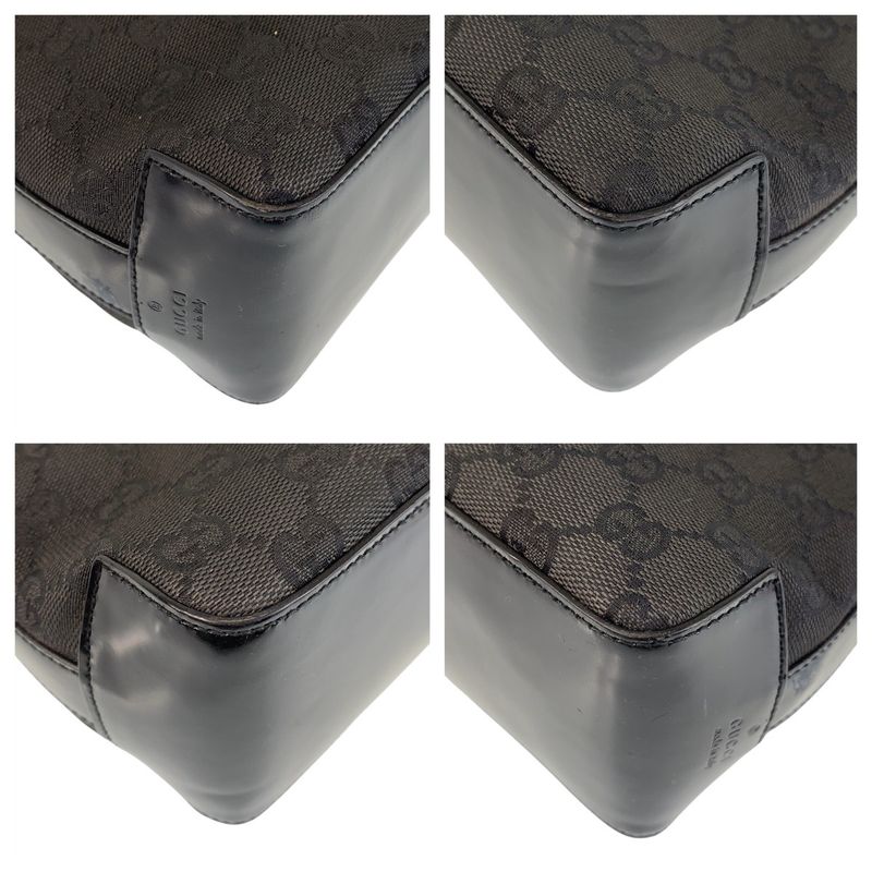 Gucci Black Silver Hardware GG Canvas/plastic 001 3752 Shoulder Bag Women 504840