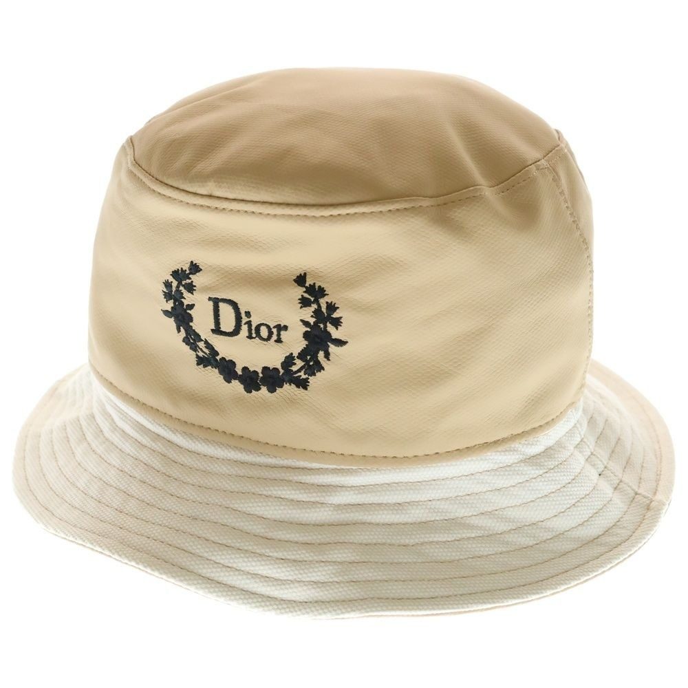Dior Logo Embroidery Canvas Bucket Hat Beige