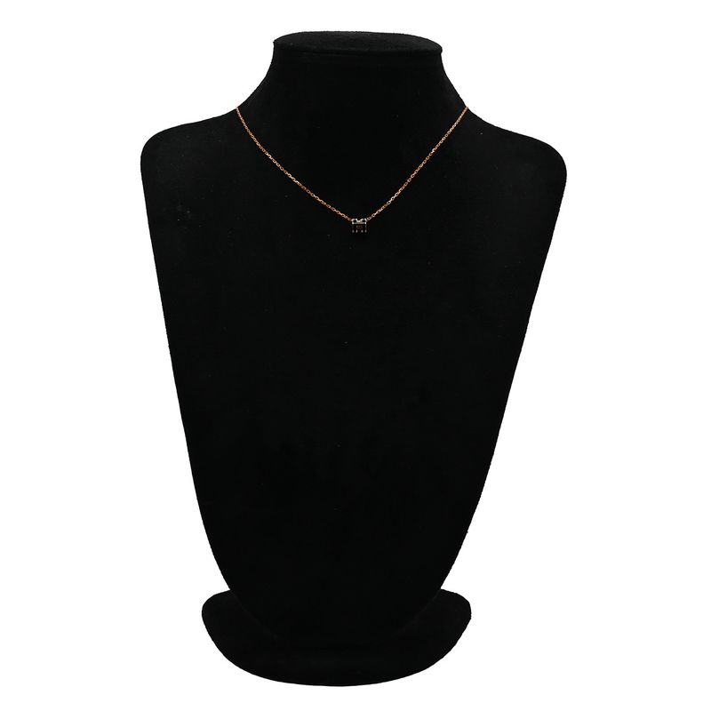 Hermes Necklace Pop Ash Mini Pendant GP Lacquer Black and Rose Gold Pink Gold H