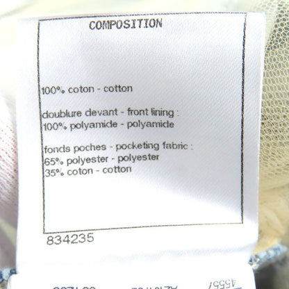 CHANEL P60217v46019 100% Cotton Coco Mark Button Damaged Tulle Cropped Denim
