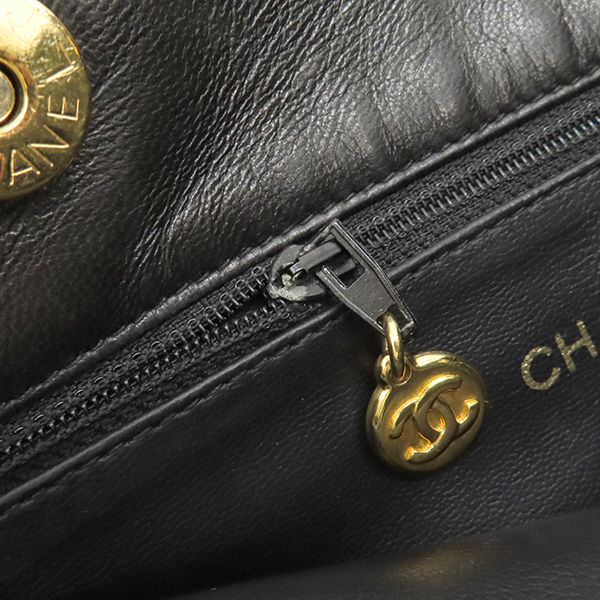 Chanel Shoulder Bag Coco Mark Lambskin Black Gold Hardware Chain Shoulder