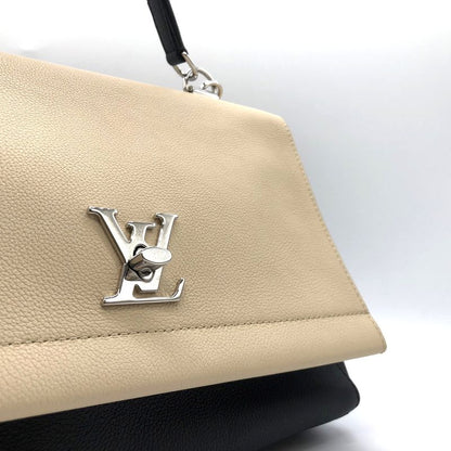 Louis Vuitton Lock Me 2 M50252 Handbag Shoulder Bag 2way Calf Leather Beige/blac