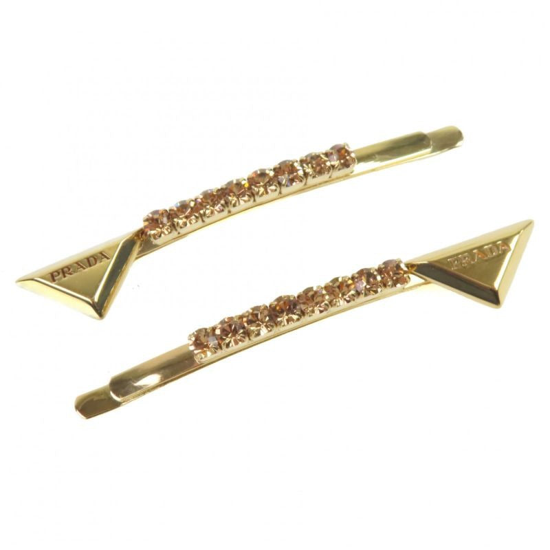 Prada 1 If098 GP Hairpin With Triangle Logo Rhinestone Decoration