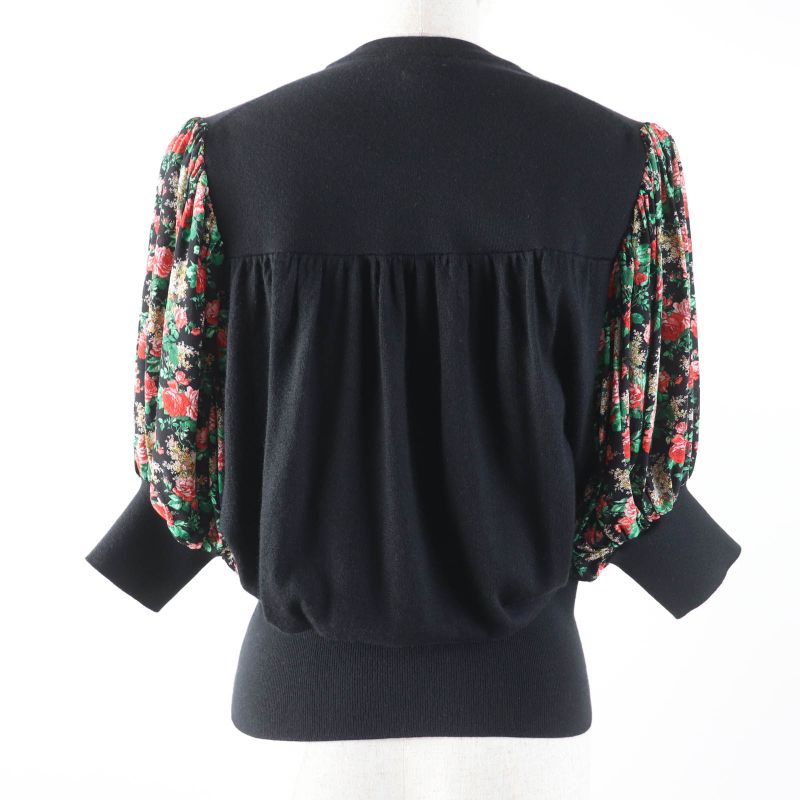 Louis Vuitton 19AW Wool Cashmere Silk Blend Floral Print Puff Sleeves Short