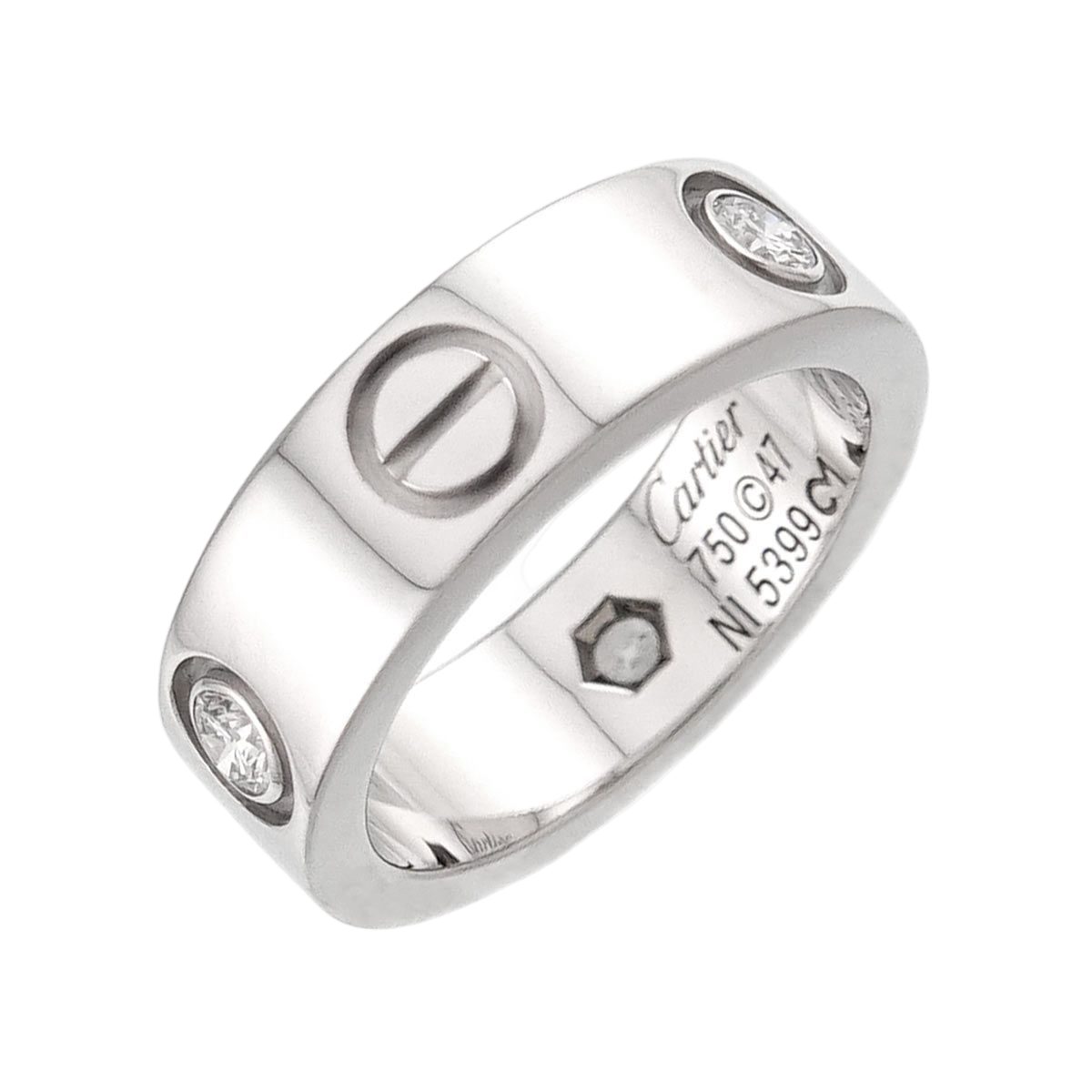 Cartier Love 47 Ring Half Diamond 18k WG White Gold 750
