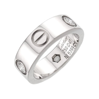 Cartier Love 47 Ring Half Diamond 18k WG White Gold 750