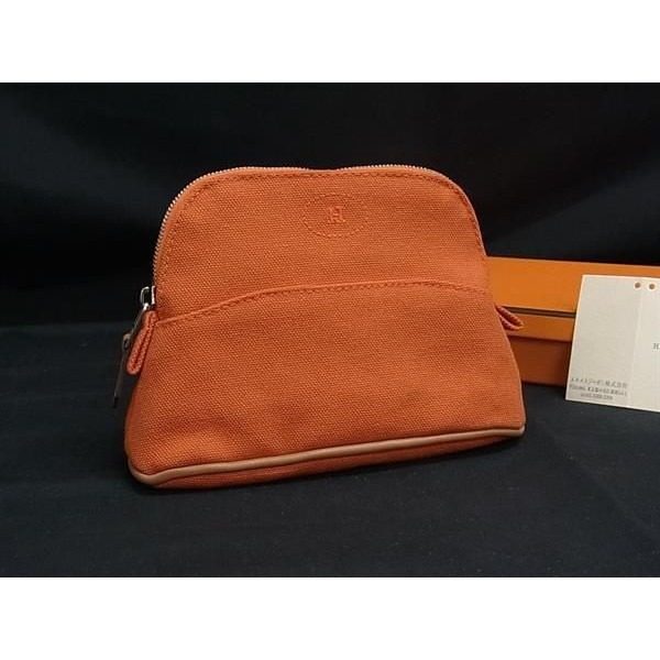 Hermes Bolide Pouch Mini Cotton Silver Multi Case Orange