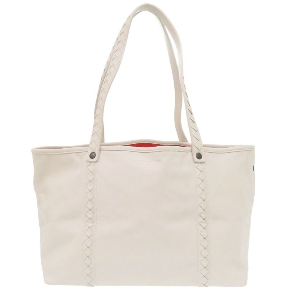 Bottega Veneta Intrecciato Leather Ivory Orange Tote White