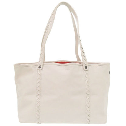 Bottega Veneta Intrecciato Leather Ivory Orange Tote White