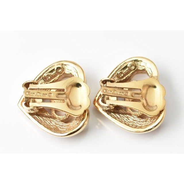 Christian Dior Earrings Vintage Heart Motif Rhinestone — view 4