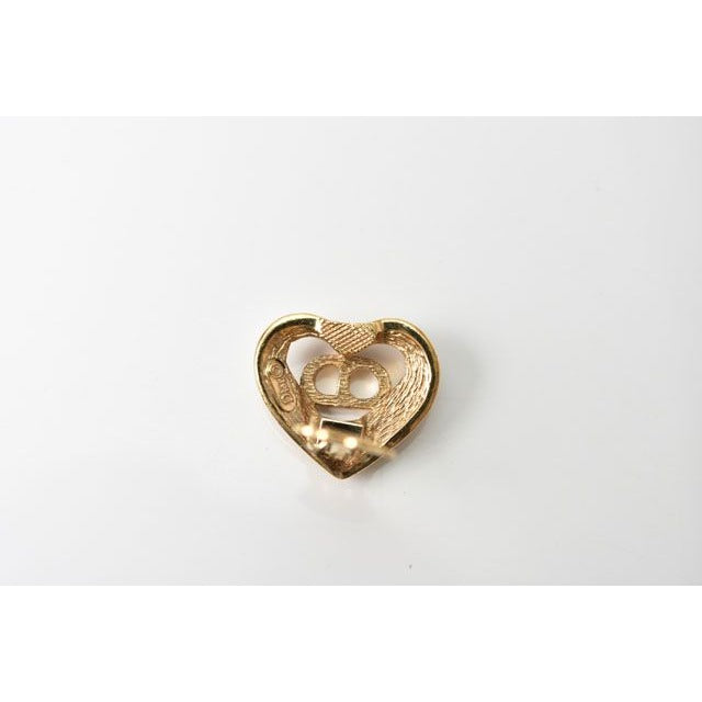 Christian Dior Earrings Vintage Heart Motif Rhinestone — view 5