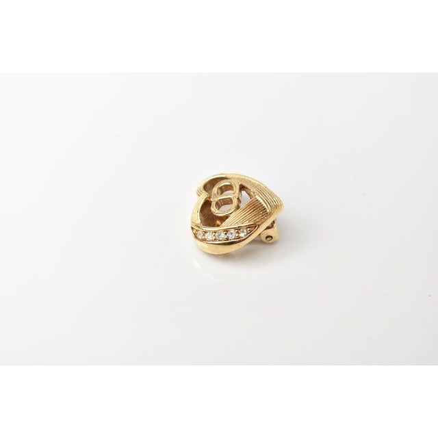 Christian Dior Earrings Vintage Heart Motif Rhinestone — view 6