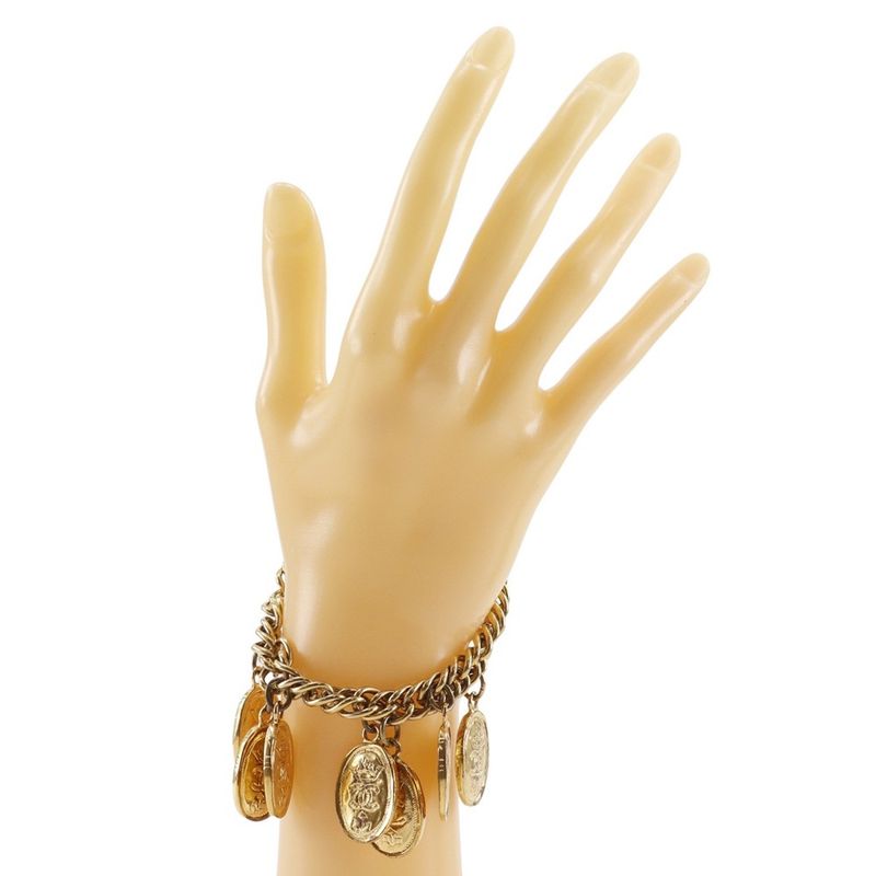 Chanel Medallion Charm Coco Mark Chain Gold Plated Ladies 83.4g Bracelet