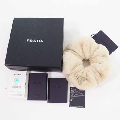 Prada 1if131 Sheepskin With Triangle Logo Plate Hair Tie Hair Accessory