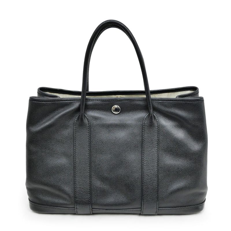 Hermes Garden Party T PM 30 Black Epson T Engraved Leather Hand Tote Bag