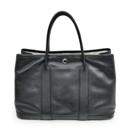 Hermes Garden Party T PM 30 Black Epson T Engraved Leather Hand Tote Bag