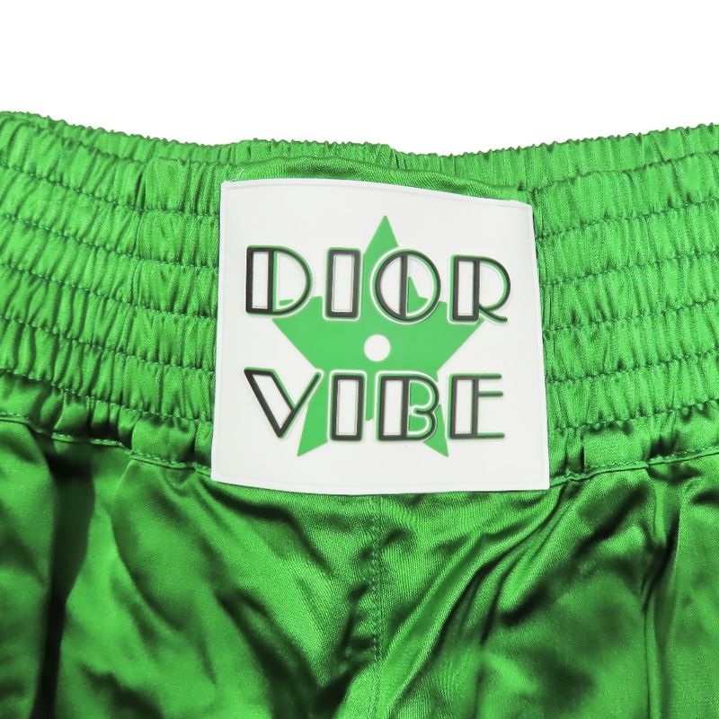 Unused 22SS Christian DIOR Boxing Shorts Half Pants Logo DIOR VIBE Green S