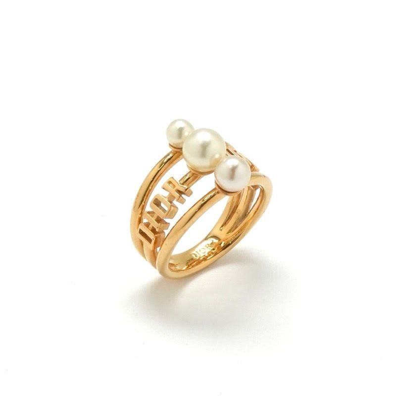Christian Dior Ring Gold Logo Pearl