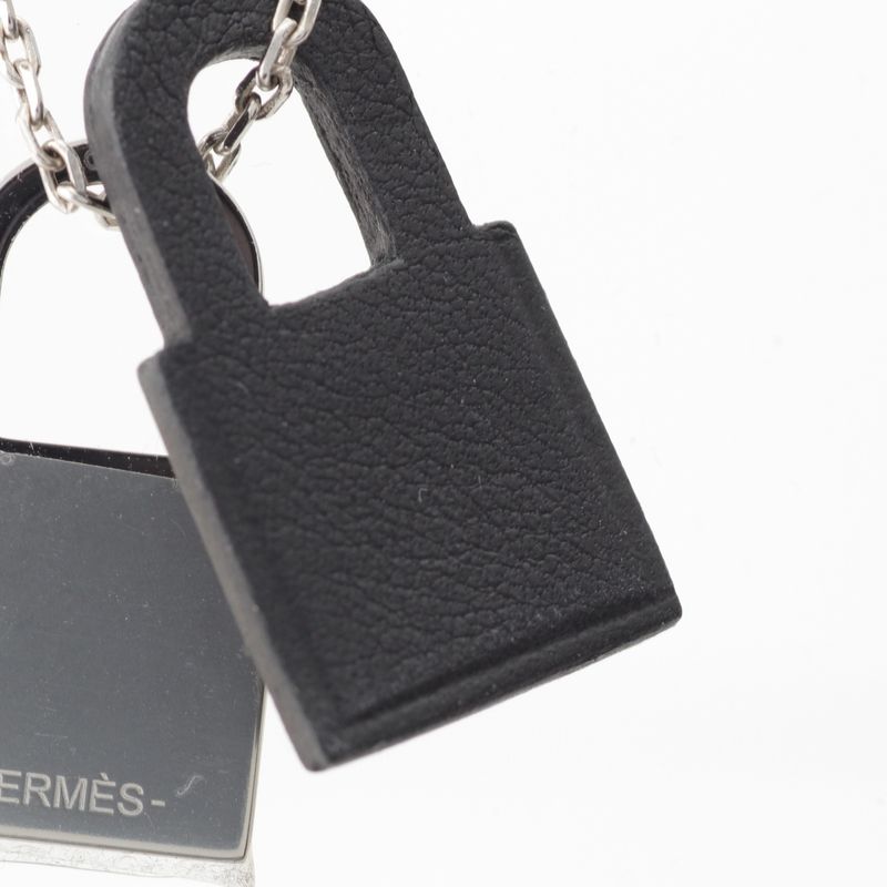 Hermes Eau Kelly PM Metal And Leather Necklace Pendant Engraved With D Silver