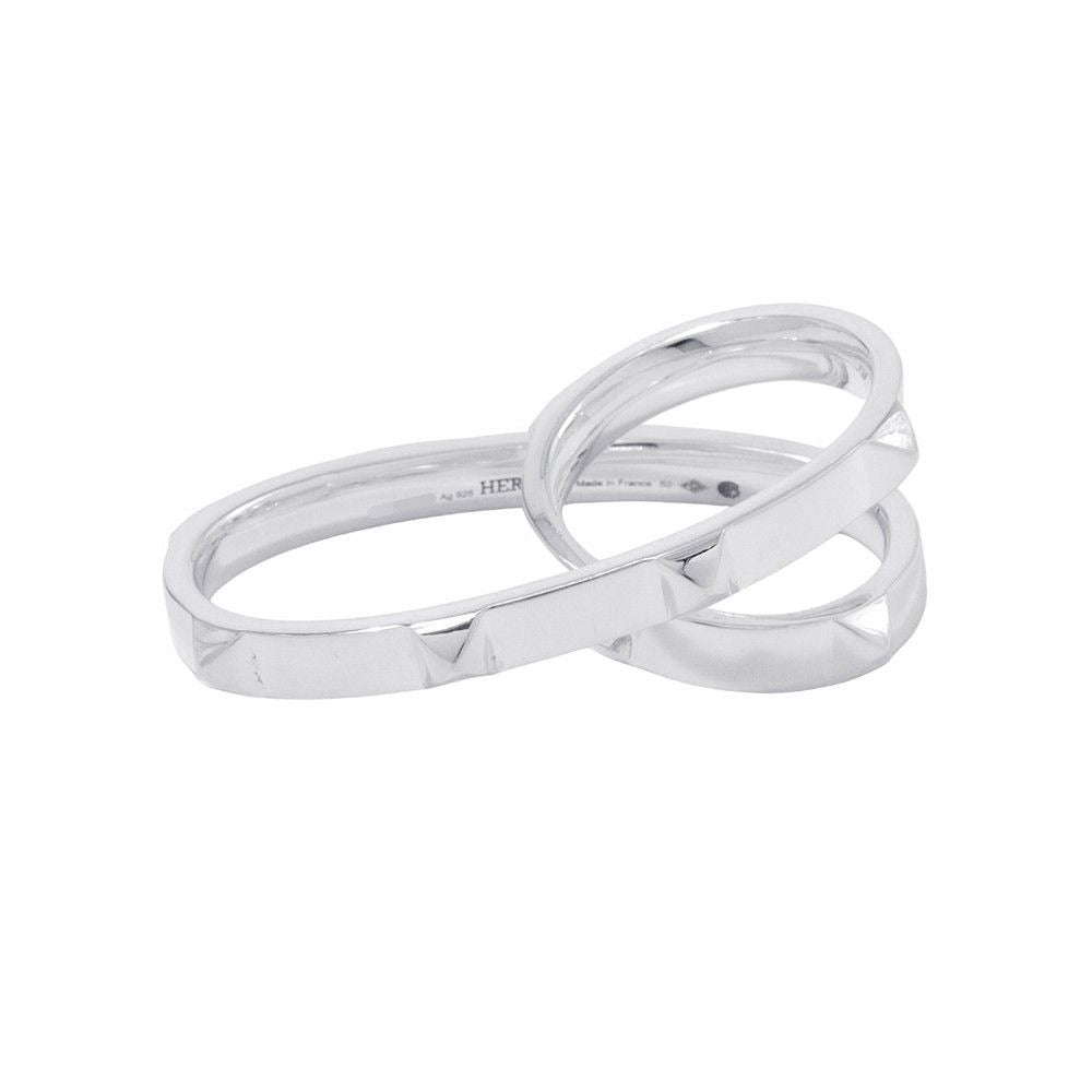 Hermes Ring Clou de Double Finger Silver 53