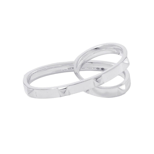 Hermes Ring Clou de Double Finger Silver 53