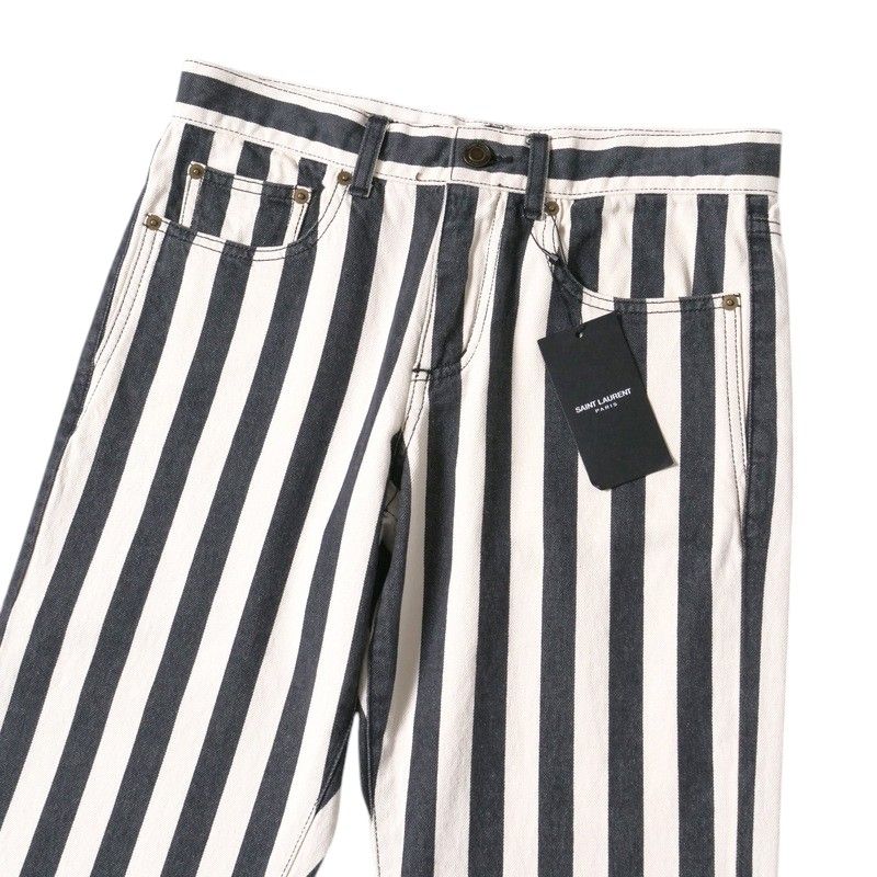 Saint Laurent Paris Denim Pants Size 25 (155 60Y) Striped Skinny