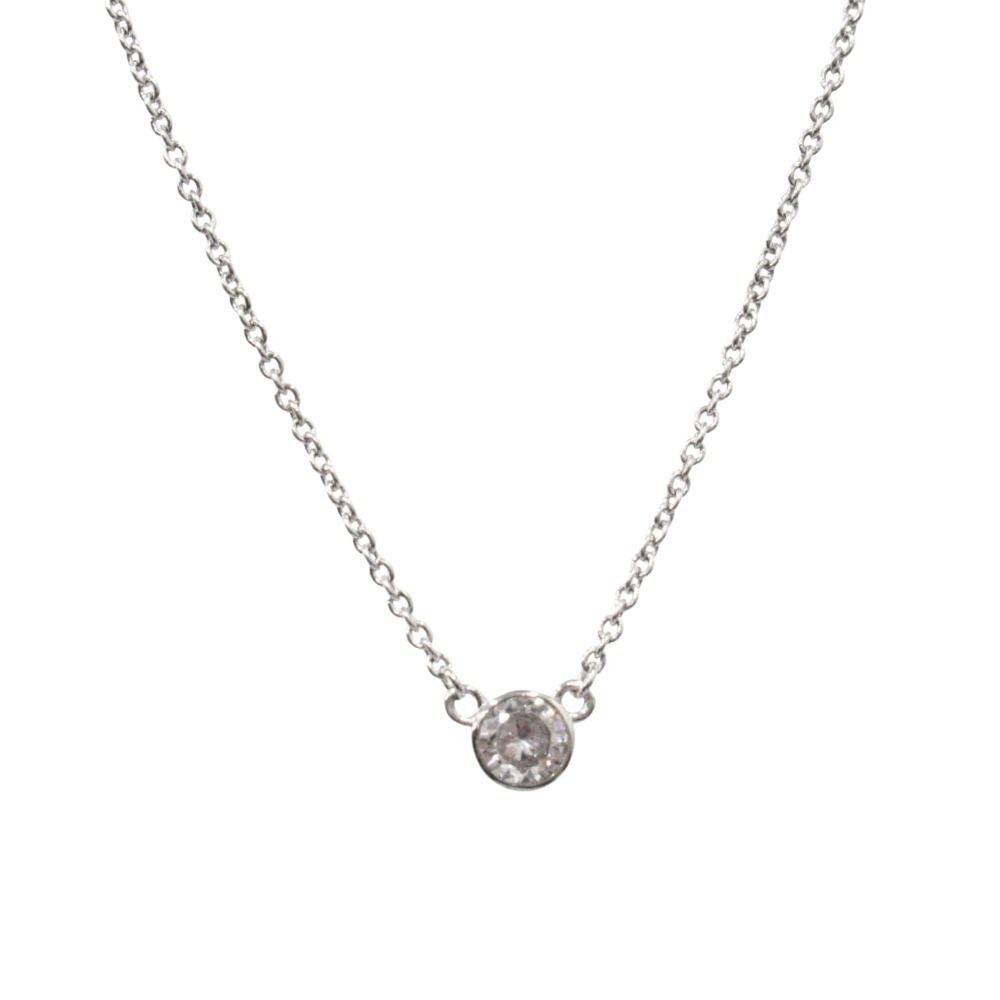 Tiffany & Co Polished 18k White Gold Diamond by the Yard Necklace