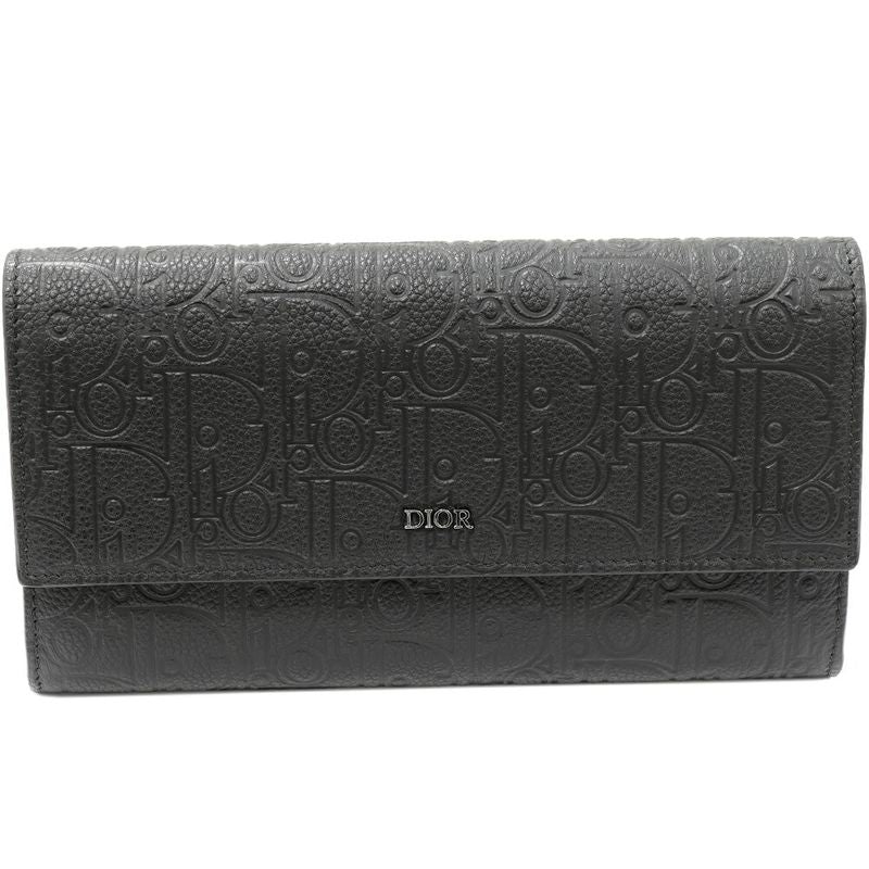 Christian Dior Zipper Long Wallet With Change Pocket Dior Gravity Leather Long