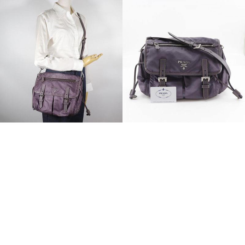 Prada Bt0687 Nylon And Leather Mirtillo Purple Women's Shoulder Bag