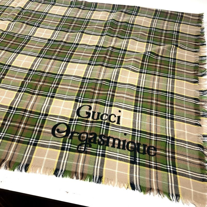 Gucci Shawl Check Large 620547 Wool Beige