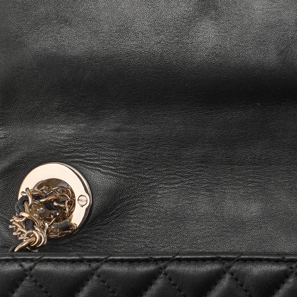 Chanel Shoulder Bag Matelasse Pearl Coco Mark Chain Shoulder Lambskin Black