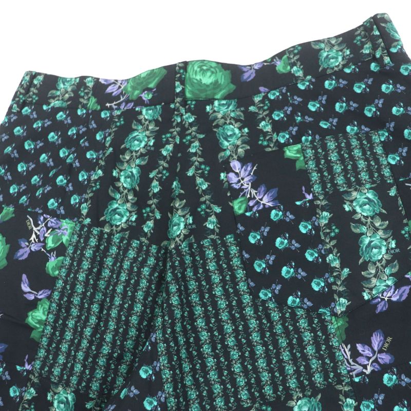  DIOR Homme 293c170a5680 100% Cotton Floral Print Half-pants Black Green 48