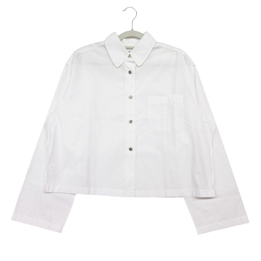 Chanel Quality Shirt Blouse Long Sleeve Wide CC Logo Button Inside Out Top White