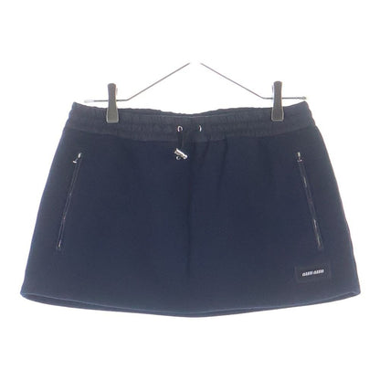 Miu Miu Logo Embroidery Cotton Fleece Mini Skirt Patch Navy