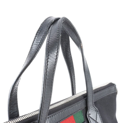 Gucci Sherry Line Leather Canvas Tote Shoulder Business Black — view 2