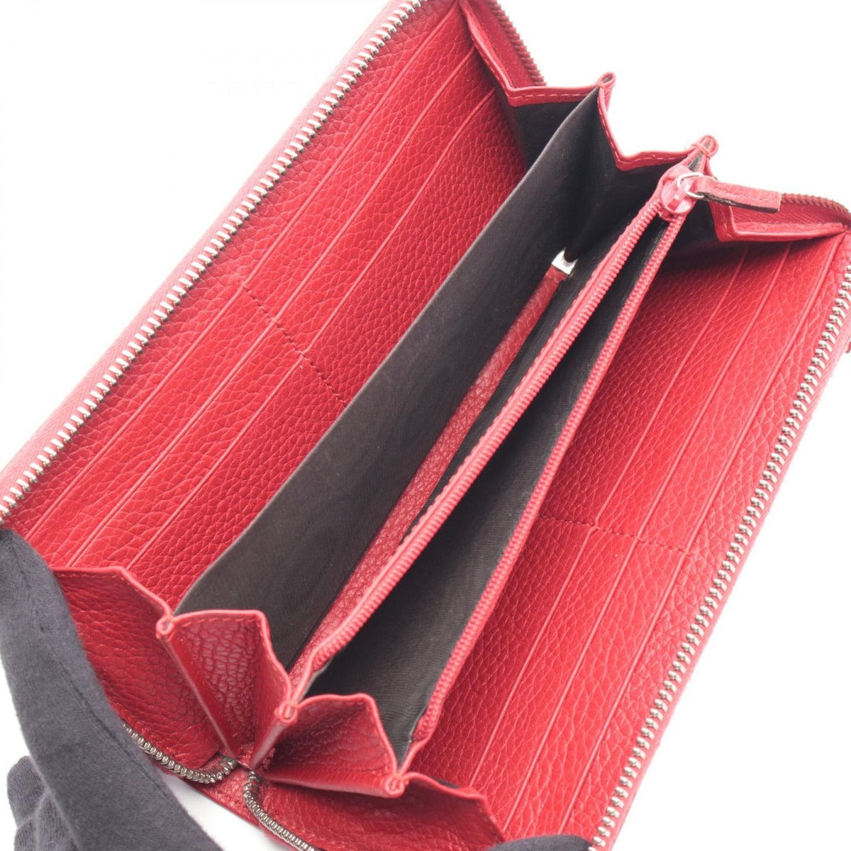 Gucci Round Wallet Bamboo Red Leather Bambu — view 3